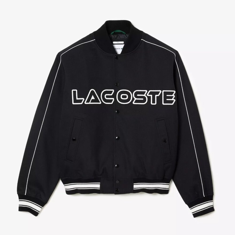 Lacoste Unisex Logo Embroidered Cotton Twill Bomber Jacket, Size Large NWT $450